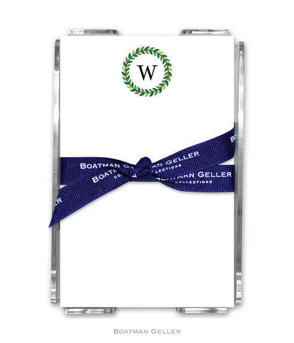 Wreath Personalized Holiday Notesheets with Acrylic