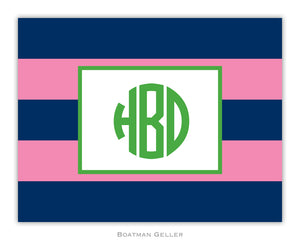 Rugby Navy & Pink Foldover Notecard