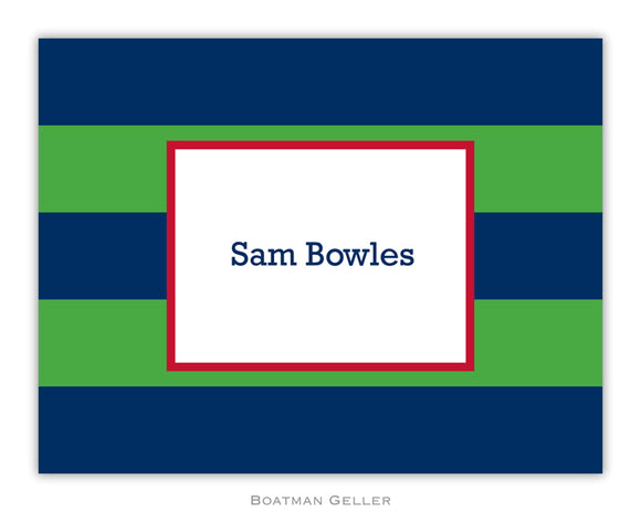 Rugby Navy & Kelly Foldover Notecard