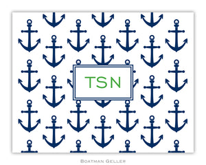 Anchors Navy Foldover Notecard