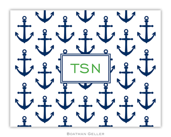 Anchors Navy Foldover Notecard