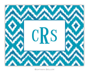 Ikat Turquoise Foldover Notecard