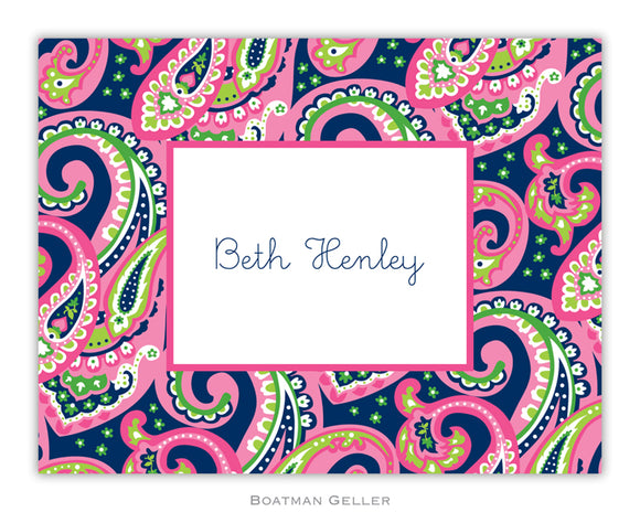 Ellie Paisley Raspberry & Navy Foldover Notecard