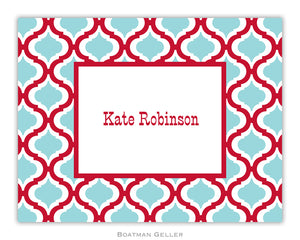Kate Red & Teal Foldover Notecard