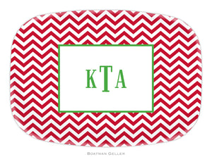 Chevron Red Personalized Platter