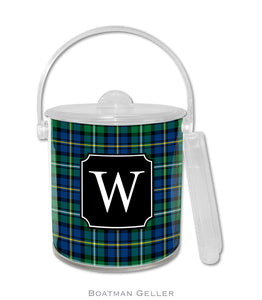 Black Watch Plaid Personalized Holiday Ice Bucket