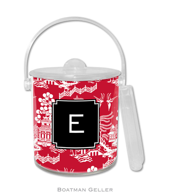 Chinoiserie Red Personalized Holiday Ice Bucket