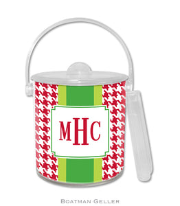 Alex Houndstooth Red Personalized Holiday Ice Bucket