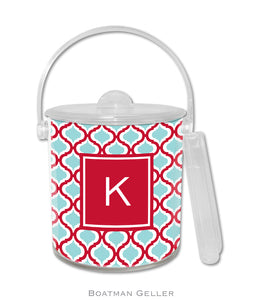 Kate Red & Teal Personalized Holiday Ice Bucket