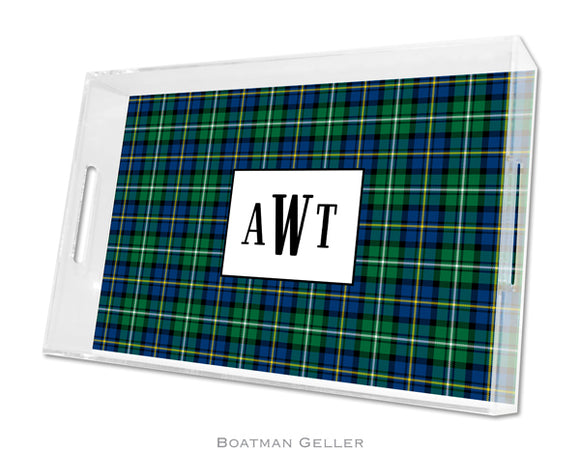 Black Watch Plaid Large Lucite Tray