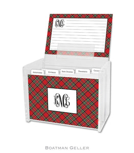 Plaid Red Personalized Recipe Box & Cards