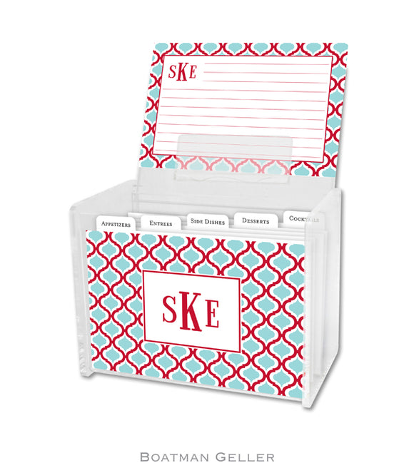 Kate Red & Teal Personalized Recipe Box & Cards