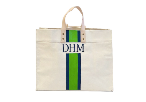 Brynn Canvas Tote - Green and Navy