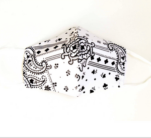 Face Mask with Filter - White Bandana
