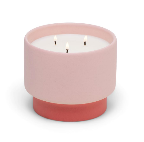 Pink/Coral Grapefruit Ceramic Candle