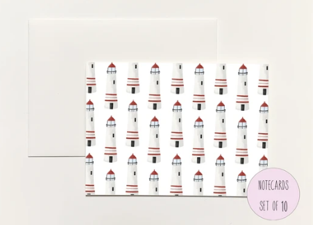 Lighthouses Pattern Boxed Notecards