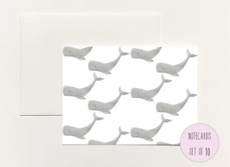Whale Pattern Foldover Notecard