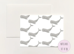 Whales Pattern Boxed Notecards