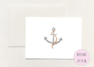 Nautical Folded Notecards - Anchor