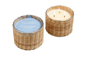 Blue Seaside 3 Wick Handwoven Candle