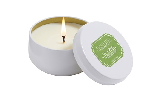 Cut Grass  Candle in White Tin