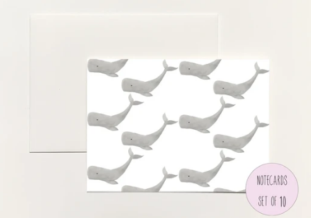Whale Pattern Folded Notecard