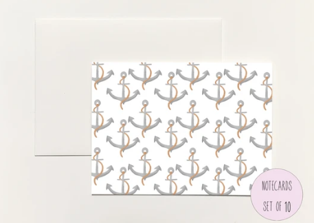 Anchor Pattern Folded Notecard
