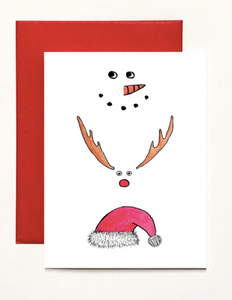 Snowman Rudolph Santa  Greeting Card