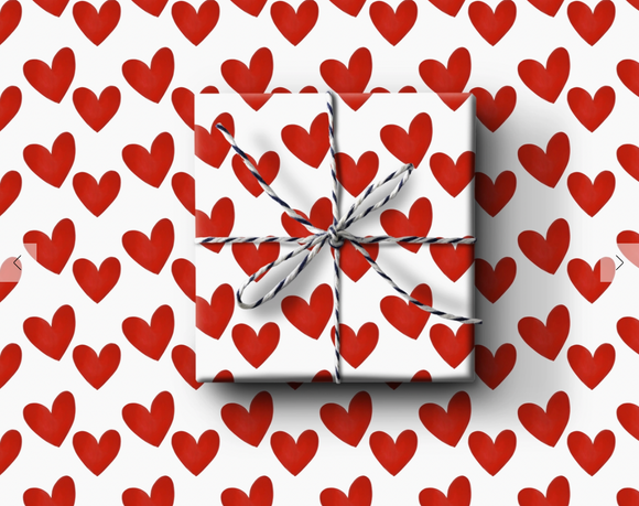 Red Hearts Wrapping Paper