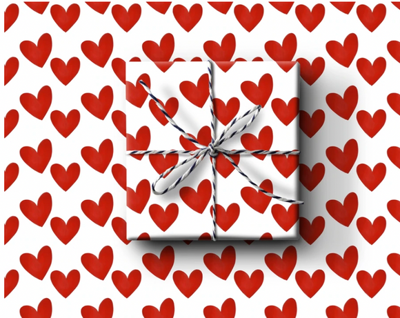 Red Heart Wrapping Paper