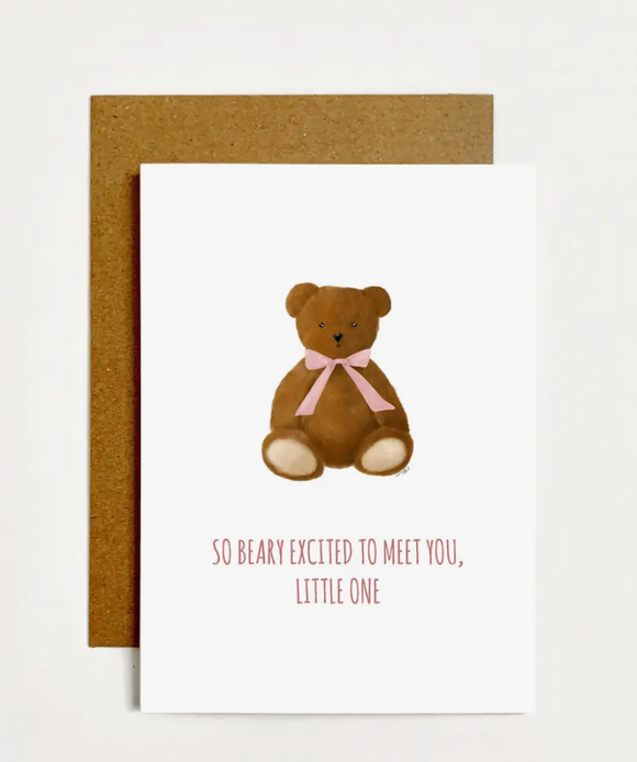 So Beary Excited to Meet You Little One - Pink Ribbon