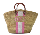 Hand Painted Striped Straw Bag