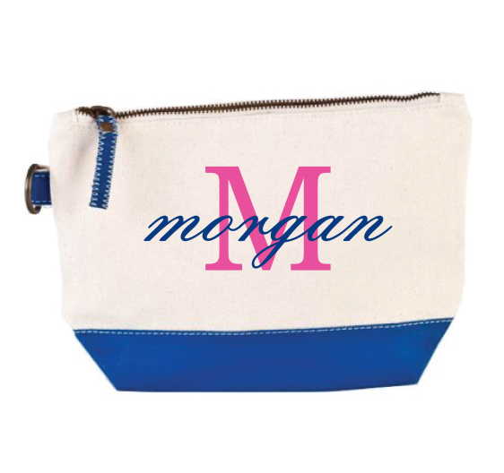 Navy Blue Bottom Canvas Cosmetic Tote