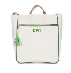 Canvas Tote Piped in Green