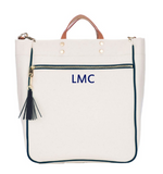 Canvas tote piped in Navy
