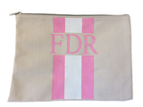 Hand Painted Stripe Canvas Pouch - Small
