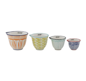 Hand Painted Stoneware Measuring Cups w/Stripes