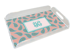 paisley personalized lucite tray