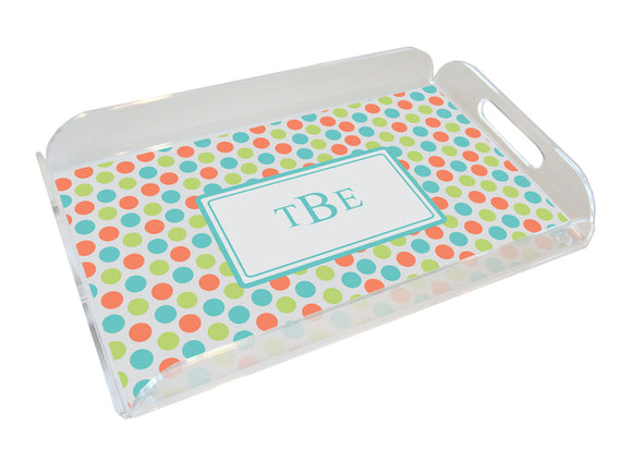 multi dots personalized lucite tray
