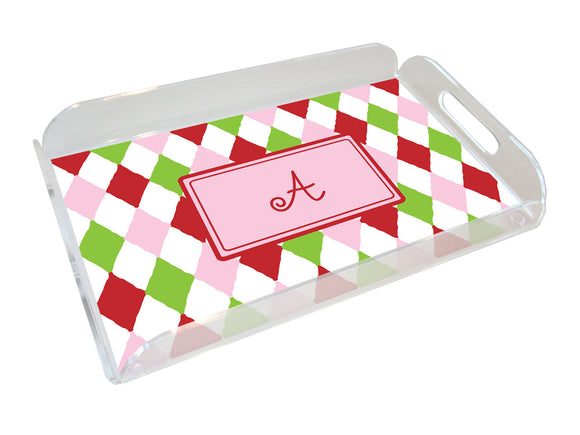 harlequin personalized lucite tray