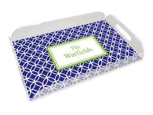 navy clover personalized lucite tray