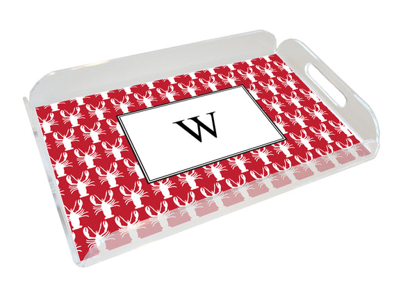 lobsters personalized lucite tray