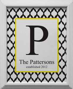 black lattice personalized wall art