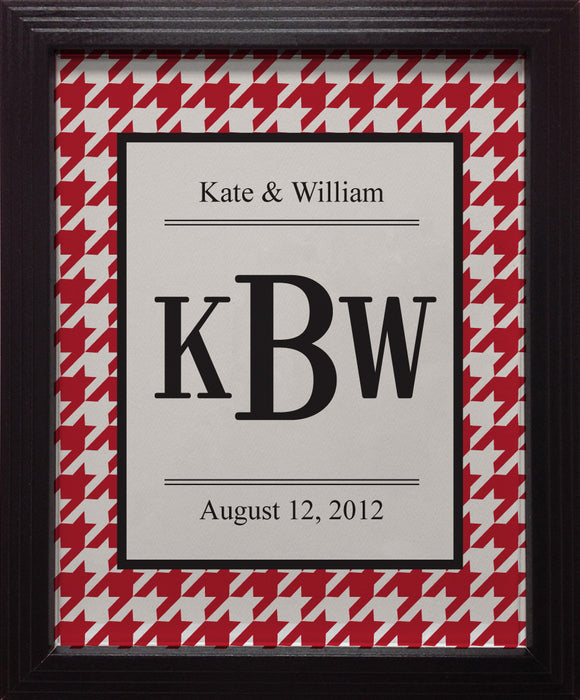 red houndstooth personalized wall art