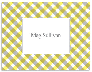 yellow gingham folded notecards