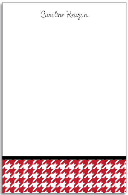 red houndstooth personalized notepad