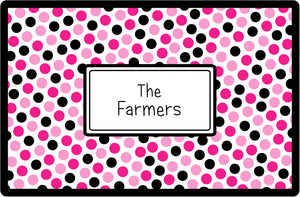 pink black dots personalized placemats
