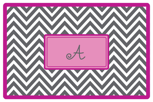 grey chevron personalized placemats