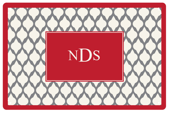 grey lattice personalized placemats