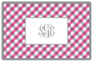 pink gingham personalized placemats